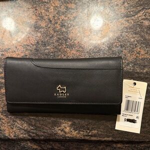 RADLEY LONDON Black Leather Continental Wallet with Gold Logo